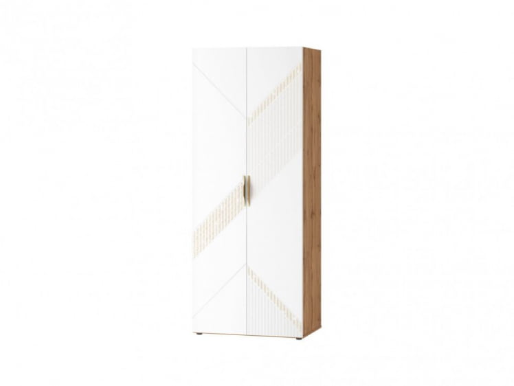 Шкаф для одежды с полками и штангой (лев/прав) Монако 903.13 Дуб Вотан / Белый шпон / Альпийский белый_0