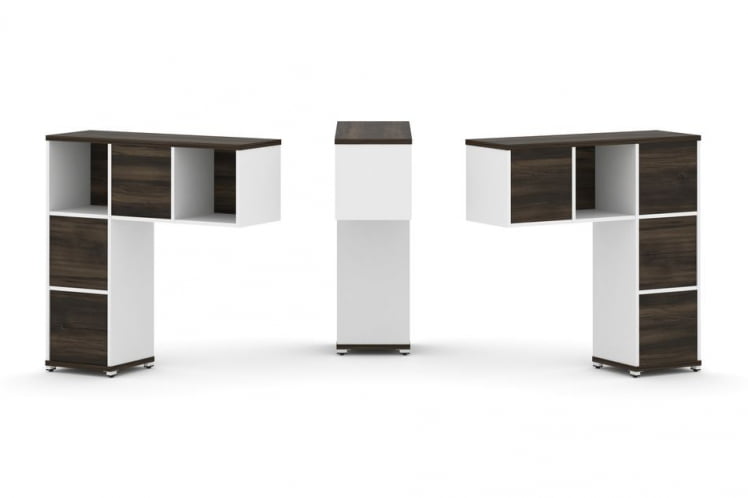 Надставка на стол низкая двухсторонняя + задняя стенка (5 шт.) + блок с 2-мя ящиками (2 шт.) CОНCЕПТ CН.ДНН-003 Дуб Мали Белый бриллиант Белый металл / CONCEPT CN.DNN-003_0