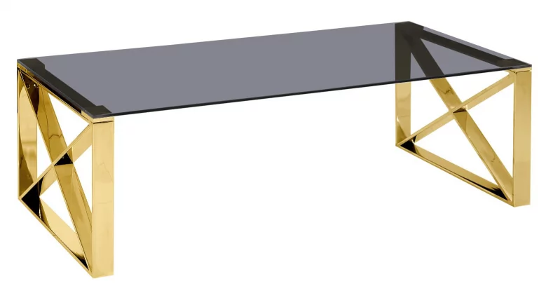 Журнальный стол КРОСС 120кс60 Золото (стекло смоке) / 120x60 smoke)_0
