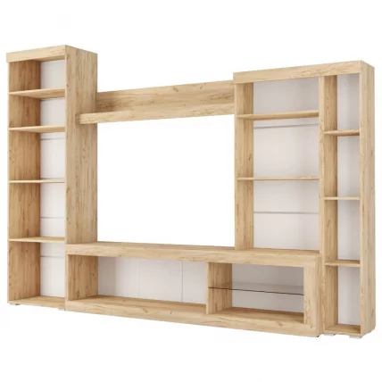 Стенка Бастон Дуб вотан/Белый глянец_1