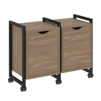 Тумба на колесных опорах наборная. Вариант №2 ЛОФТ ВР.Л-ТН-2.К Металл черный Дуб Аризона / LOFT VR.L-TN-2.K_0