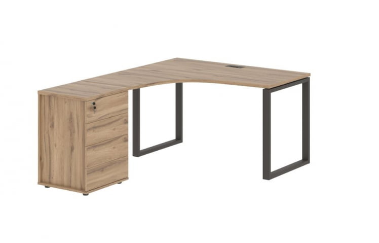 Стол эргономичный с тумбой левый ЕДИС ЕКCЕТ 1318 Л Дуб Денвер светлый Мокко / EDIS EQCET L_0