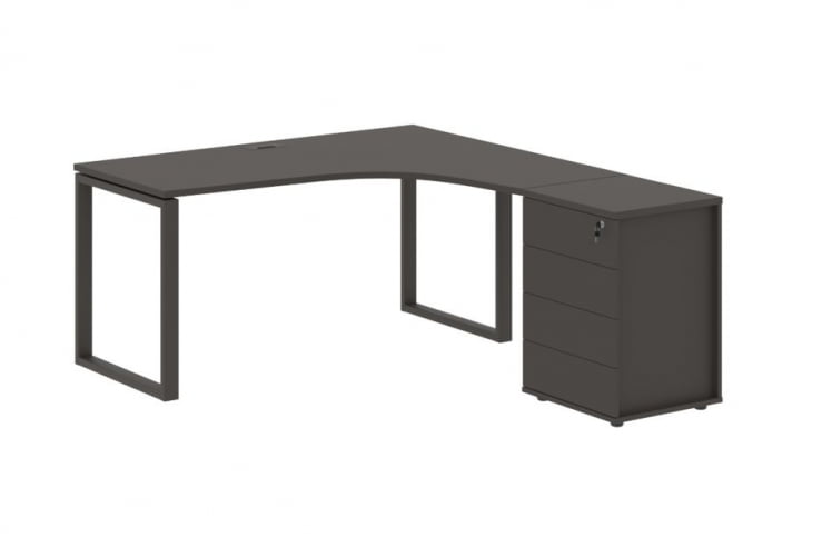 Стол эргономичный с тумбой правый ЕДИС ЕКCЕТ 1518 Р Мокко / EDIS EQCET R_0