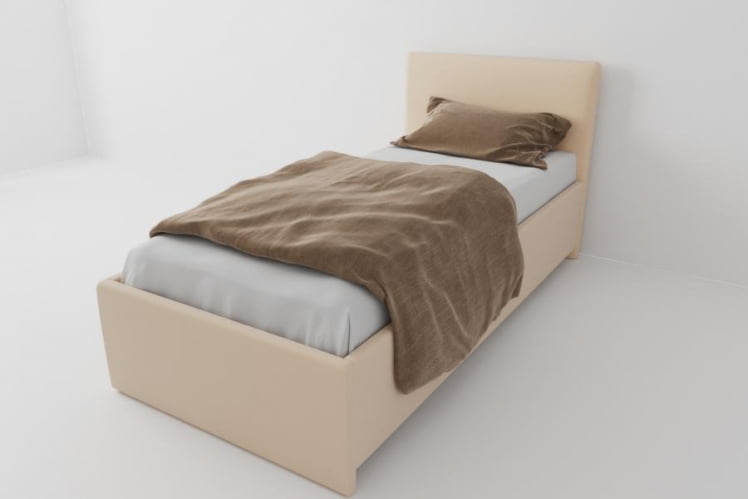 Кровать Эко Стандарт с ортопедическим основанием (Берхоусе) Цвет фасада: Бежевый; Материал фасада: ЛДСП; Спальное место: 800х2000 мм / (Berhouse)_0