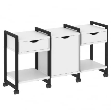 Тумба на колесных опорах наборная. Вариант №6 ЛОФТ ВР.Л-ТН-6.К Металл черный Белый Бриллиант / LOFT VR.L-TN-6.K_0