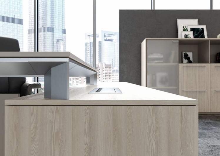 Комплект мебели для кабинета руководителя Атлас №03 Ясень Наварра Алюминий / Atlas_3