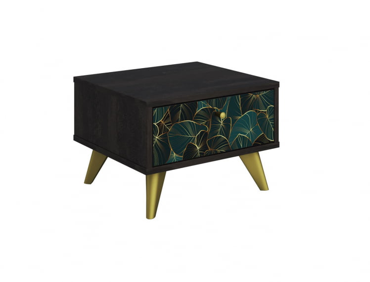 Тумба прикроватная Фьюжн ТМ-004 АРТ Угольный камень/ТРОПИCАЛ / камень/TROPICAL_0