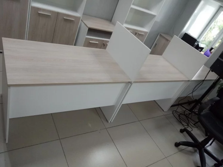 Стол прямой Дека ЛДСП каркас 75.07.12 Дуб Сантана светлый/Белый / Deka_6