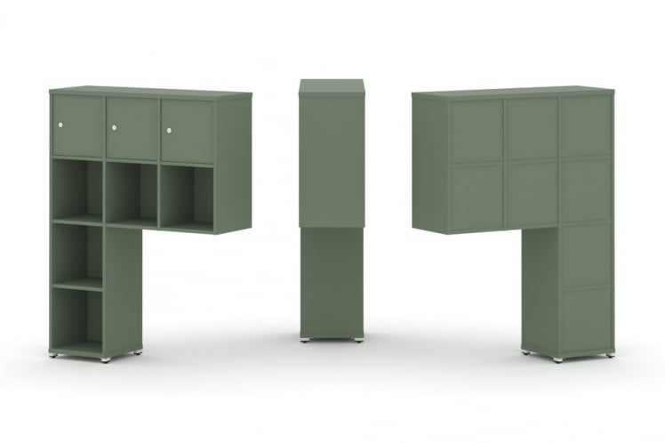 Надставка на стол высокая односторонняя + задняя стенка (8 шт.) + распашной фасад (3 шт.) CОНCЕПТ CН.ОНВ-003 Кобо Белый металл / CONCEPT CN.ONV-003_0