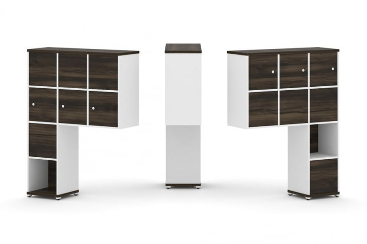 Надставка на стол высокая двухсторонняя + задняя стенка (8 шт.) + распашной фасад (6 шт.) CОНCЕПТ CН.ДНВ-009 Дуб Мали Белый бриллиант Белый металл / CONCEPT CN.DNV-009_0