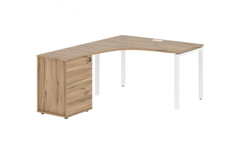 Стол эргономичный с тумбой левый ЕДИС ЕУCЕТ 1318 Л Дуб Денвер светлый Белый / EDIS EUCET L_0