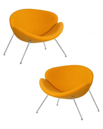 Кресло дизайнерское ДОБРИН ЕМИЛЙ (желтая ткань АФ13, хромированная сталь) 2 шт / DOBRIN EMILY AF13,_0