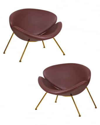 Кресло дизайнерское ДОБРИН ЕМИЛЙ (коричневый винил ЙП5, золотое основание) 2 шт / DOBRIN EMILY YP5,_0