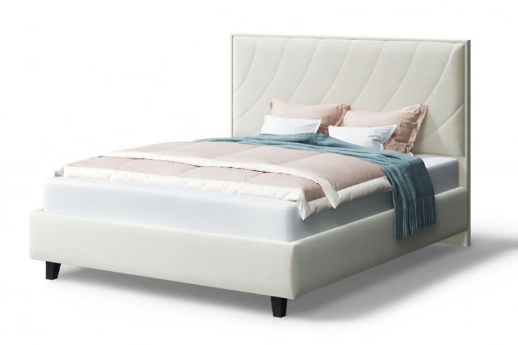 Кровать СОФИЯ 2000*1600мм (на опорах), велюр Бренди лайт 02 (серо-белый), (б/основания, б/матраса)_0