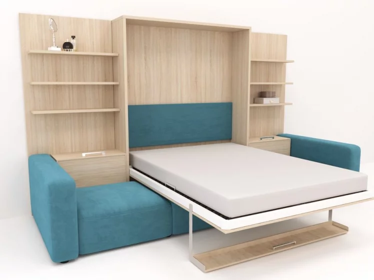 Диван кровать трансформер Смарт 1 П+КД+П+Пуф 1400 Дуб молочный_1