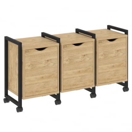 Тумба на колесных опорах наборная. Вариант №5 ЛОФТ ВР.Л-ТН-5.К Металл черный Тиквуд светлый / LOFT VR.L-TN-5.K_0