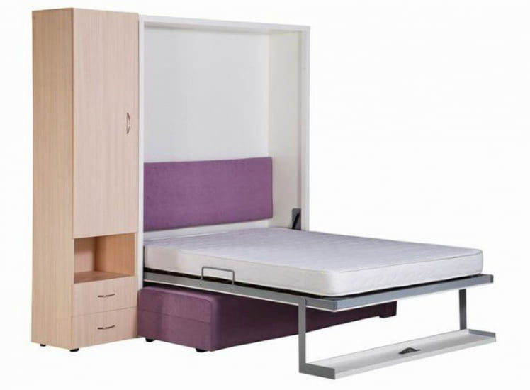 Шкаф-диван-кровать Смарт 1 3-в-1 левый 1400 Дуб молочный_2