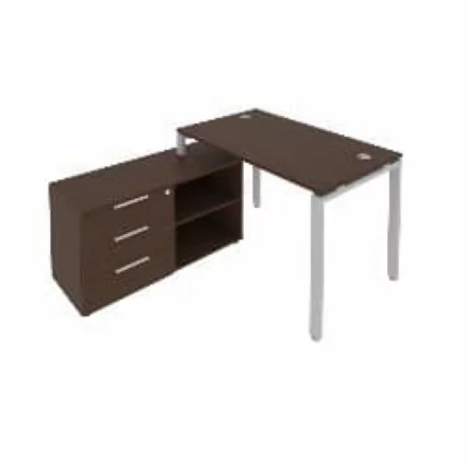 Рабочая станция на П-образном м/к с опорной тумбой левая Метал Сйстем Б.РС-СТС-2.2 Л Венге/Серый / Metal System_0