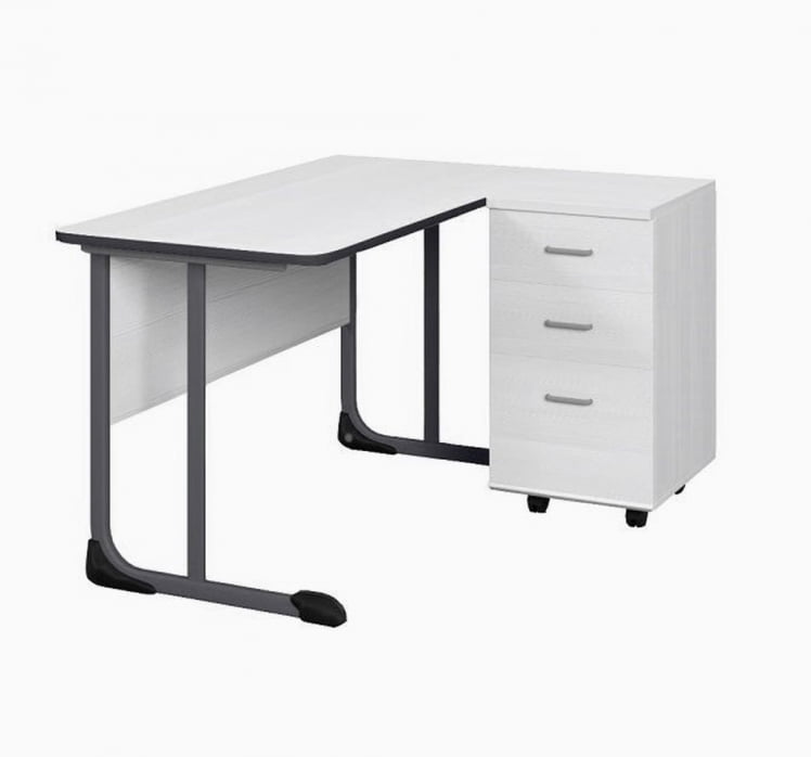 Стол учителя с тумбой 1350х650 с антивандальной полиуретановой кромкой Серый/Серый_0