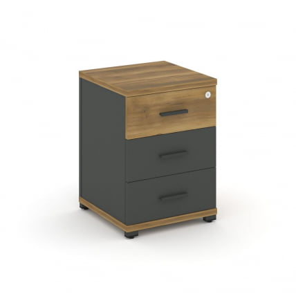 Тумба опорная/приставная с 3-мя ящиками CОНCЕПТ CН.ТУО-001 Б/В Сандал Янтарный Антрацит / CONCEPT CN.TUO-001 B/W_0