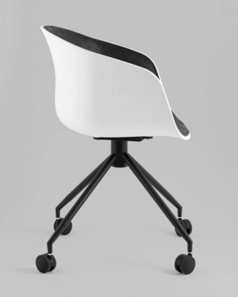 Кресло офисное ЛИБРА пластик белый экокожа черная на колесиках / LIBRA_5