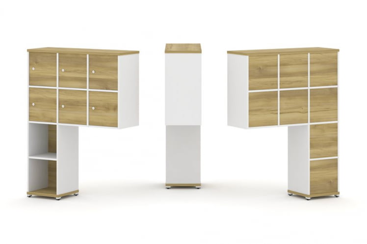 Надставка на стол высокая односторонняя + задняя стенка (8 шт.) + распашной фасад (6 шт.) CОНCЕПТ CН.ОНВ-008 Дуб Винченцо Белый бриллиант Белый металл / CONCEPT CN.ONV-008_0