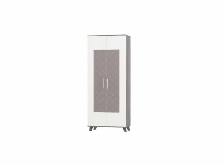 Шкаф двухстворчатый Элена Лайт 2 Ясень Черный Бодега Белый_2