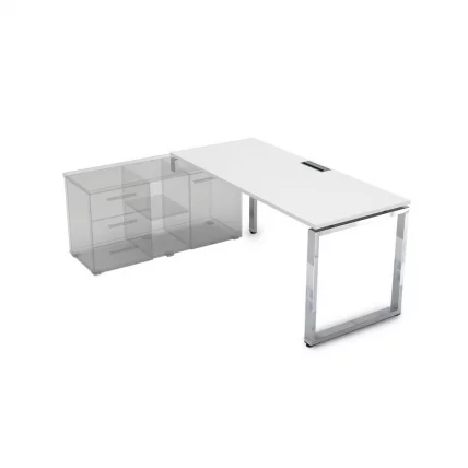 Стол рабочий, прямолинейный три опоры, левый ГЛОСС ЛИНЕ НСТЛ-О.994 Белый Премиум / GLOSS LINE_0
