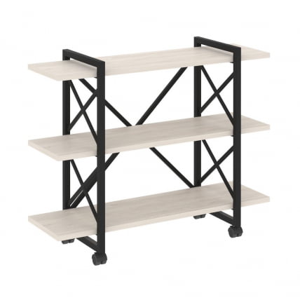Стеллаж на колесных опорах - 3 полки ЛОФТ  ВР.Л-МСТ.К-3.8В Металл черный Денвер светлый / LOFT VR.L-MST.K-3.8V_0