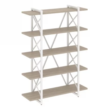 Стеллаж на регулируемых опорах - 5 полок ЛОФТ ВР.Л-МСТ.О-5.8В Металл белый Дуб Аттик / LOFT VR.L-MST.O-5.8V_0