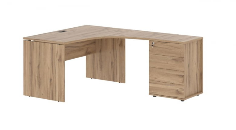 Стол эргономичный с тумбой правый ЕДИС ЕДCЕТ 1518 Р Дуб Денвер светлый Мокко / EDIS EDCET R_0