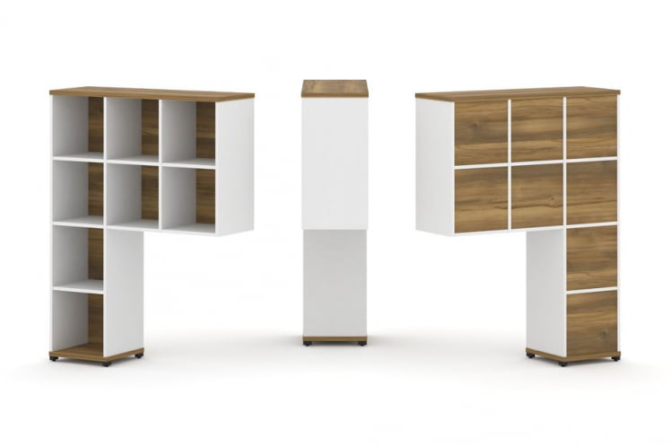 Надставка на стол высокая односторонняя + задняя стенка (8 шт.) CОНCЕПТ CН.ОНВ-001 Сандал Янтарный Белый бриллиант Черный металл / CONCEPT CN.ONV-001_0