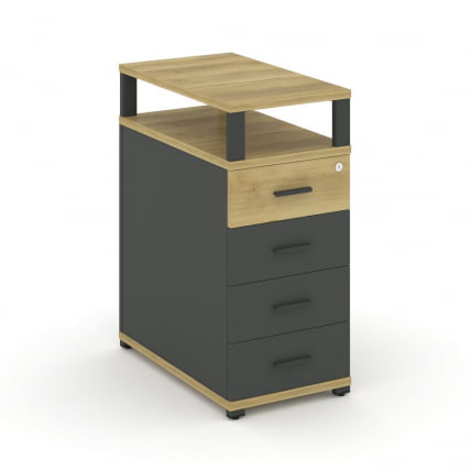 Тумба приставная с 4-мя ящиками и надставкой CОНCЕПТ CН.ТГО-003 Б/В Дуб Винченцо Антрацит / CONCEPT CN.TGO-003 B/W_0