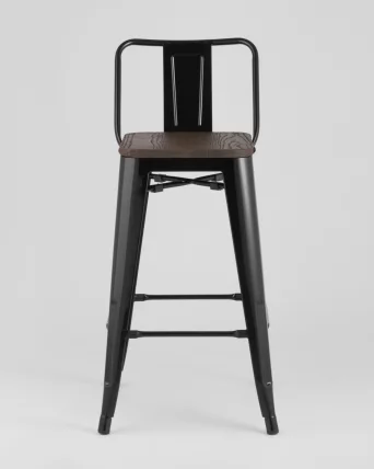 Стул полубарный Толикс Воод со спинкой Черный / Tolix Wood_2