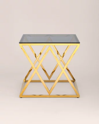 Журнальный стол ИНСИГНИЯ 55кс55 Золото стекло смоке / 55x55 smoke_2