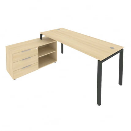 Рабочая станция на П-образном м/к с опорной тумбой левая Метал Сйстем БП.РС-СТС-2.5 Л Акация/Антрацит / Metal System_0