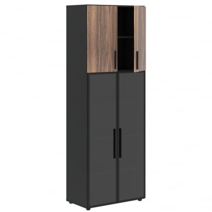 Шкаф комбинированный ВЕЛИОН ВЕНЕЕР ВРХCС 80.2 Американский орех Яшма черная / VELION VENEER VRHCS_3