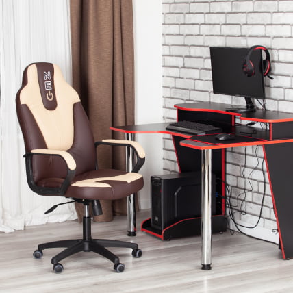 Кресло НЕО 2 (22) экокожа Коричневый/бежевый 36-36/36-34 / NEO_13