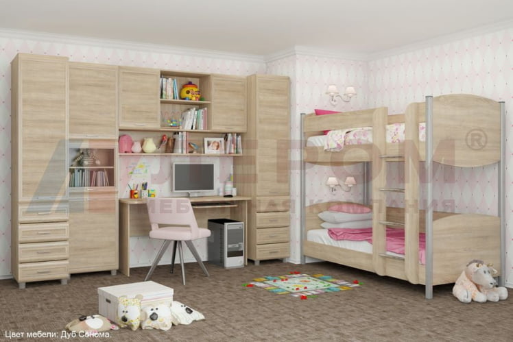 Кровать двухъярусная КР-123 СН Дуб сонома_1