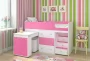 Кровать чердак Малыш Белое дерево/Розовый_80720